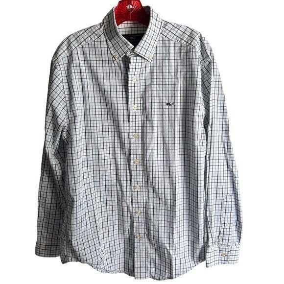 Vineyard Vines Men's Adult‎ Sz M Button Shirt Long Sleeve Plaid Blue - Picture 3 of 6